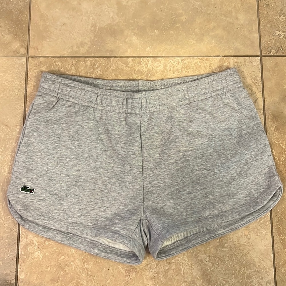 Lacoste Gray Athletic Shorts with Green Logo